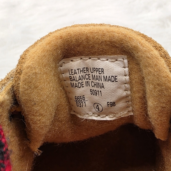 Gerber LaceUp Hiking Boots Tan Leather With Red And Black Checkered Ankle Size 4 - Picture 6 of 6